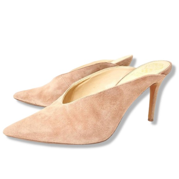 Vince Camuto VP Ammerley Blush Suede Heeled Mules - Picture 1 of 14